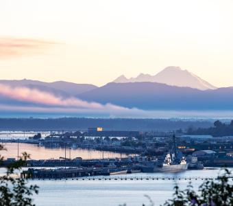 Washington state photo of water and mountain